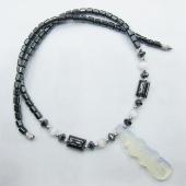 Black Hematite Beads Necklace with Alligator Pendant